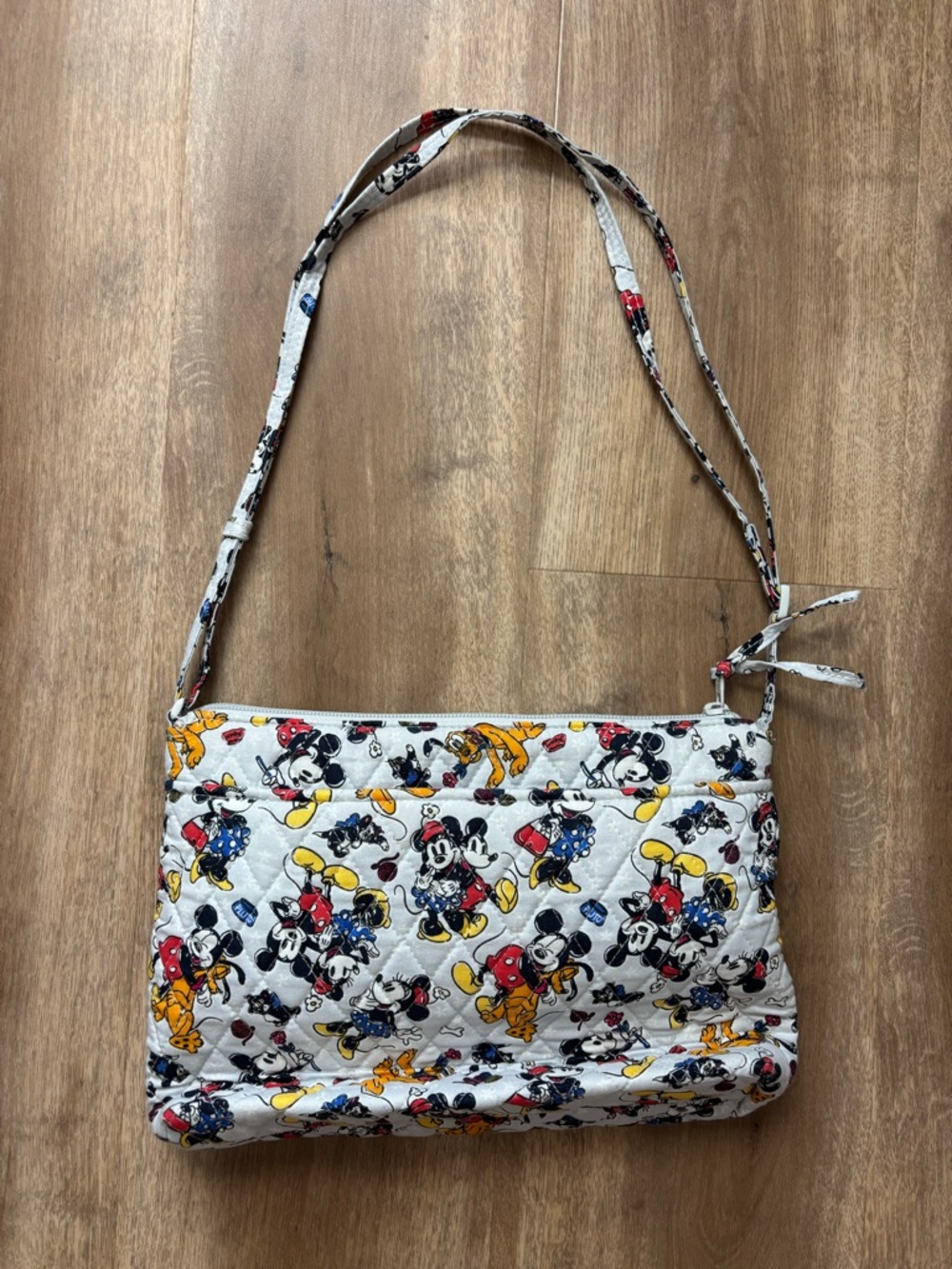 Vera Bradley White Quilted Crossbody with Multicolor Cartoon Print